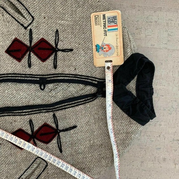 Wool Shoulder Poncho Cape Arm Slits Button Vintage Hand Made Guatemala Youth 4T - Picture 6 of 9